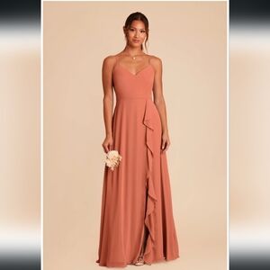 Birdy Grey Terracotta Ruffle Spaghetti-Strap Maxi Dress